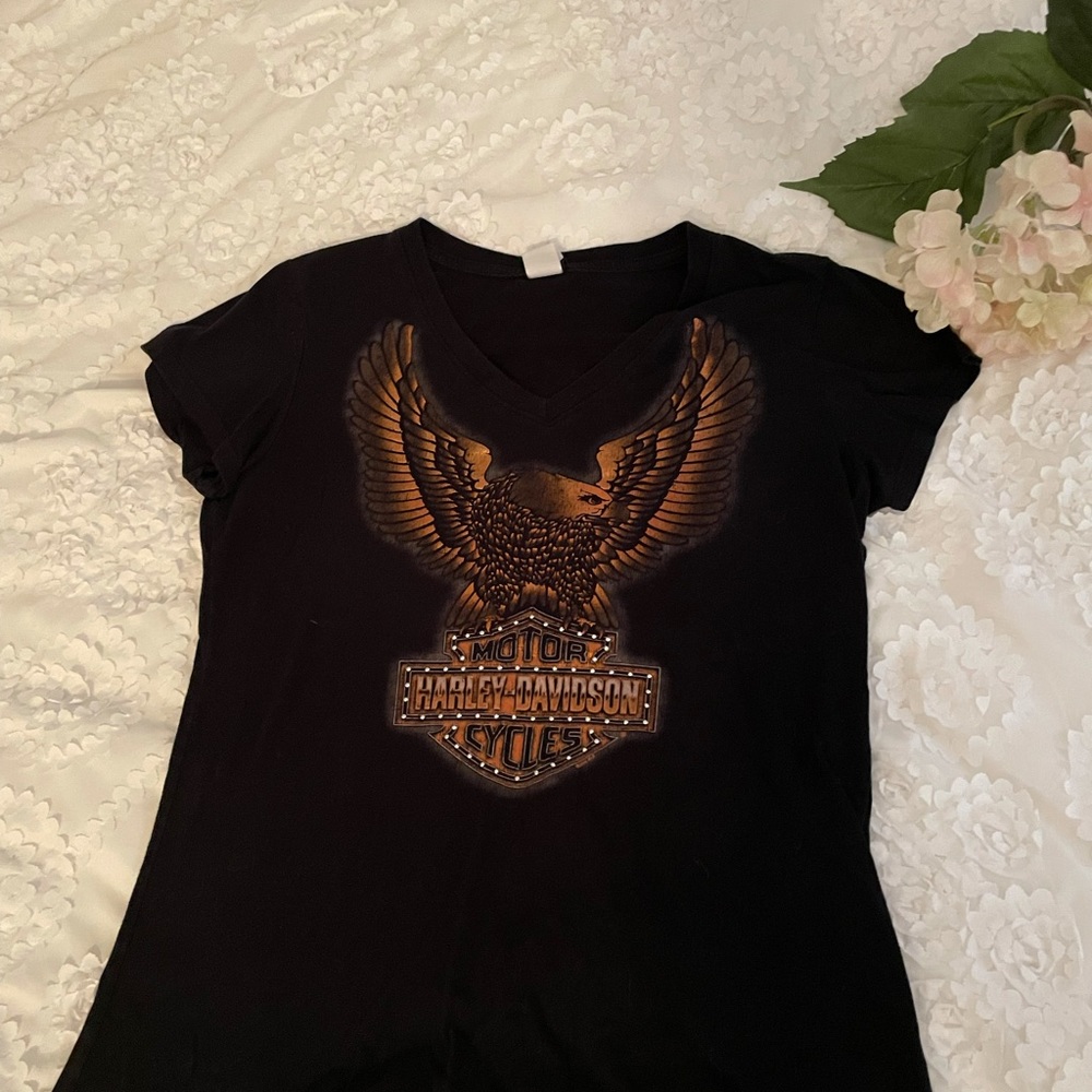 Harley Davidson V neck studded Large